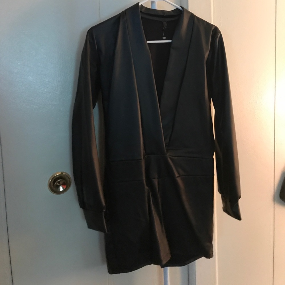 Leather inspired romper
